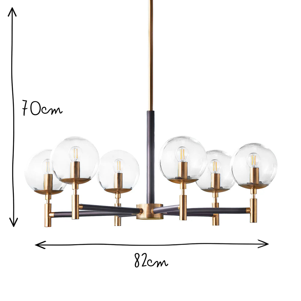 Pooky Tom Chandelier in black and brushed gold