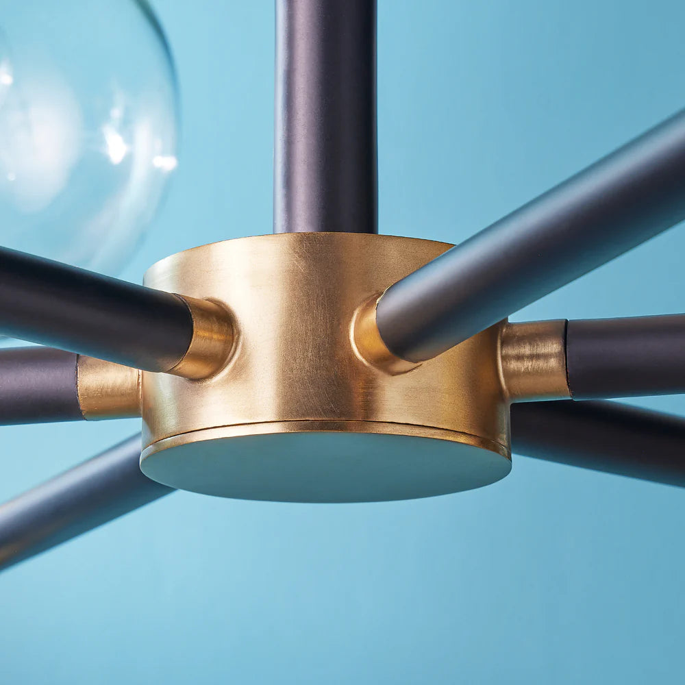 Pooky Tom Chandelier in black and brushed gold