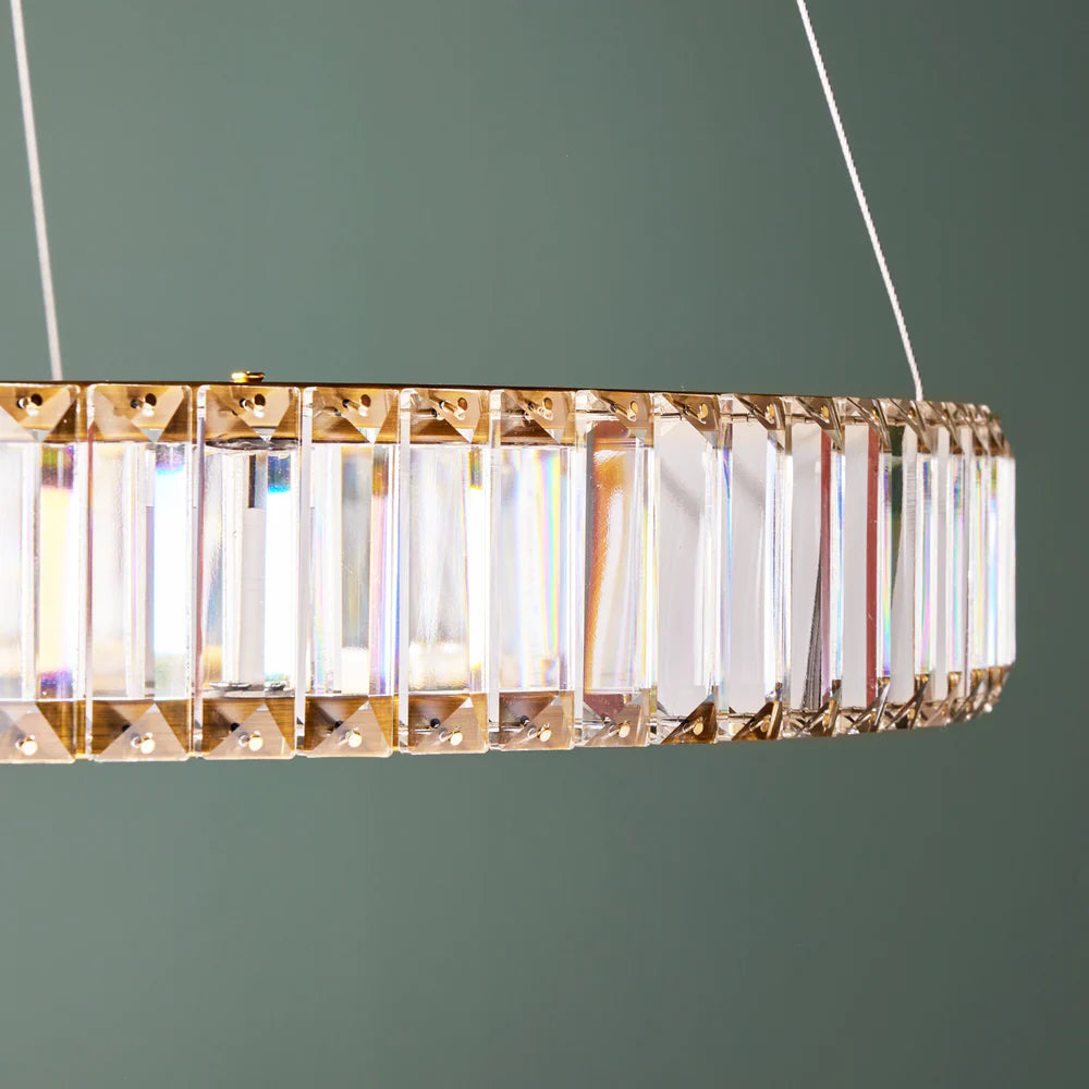 Pooky Wonderella Single Ring Chandelier in Clear Glass and Brass