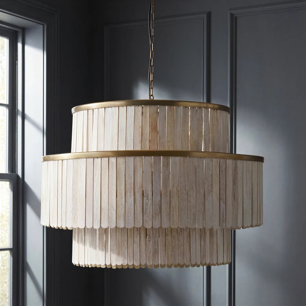 Pooky Zapper Chandelier in Natural Wood