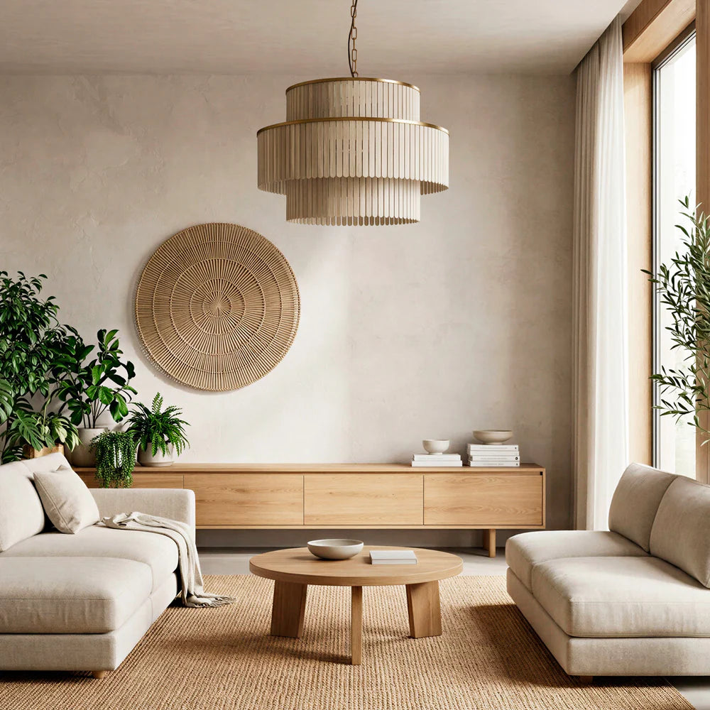 Pooky Zapper Chandelier in Natural Wood