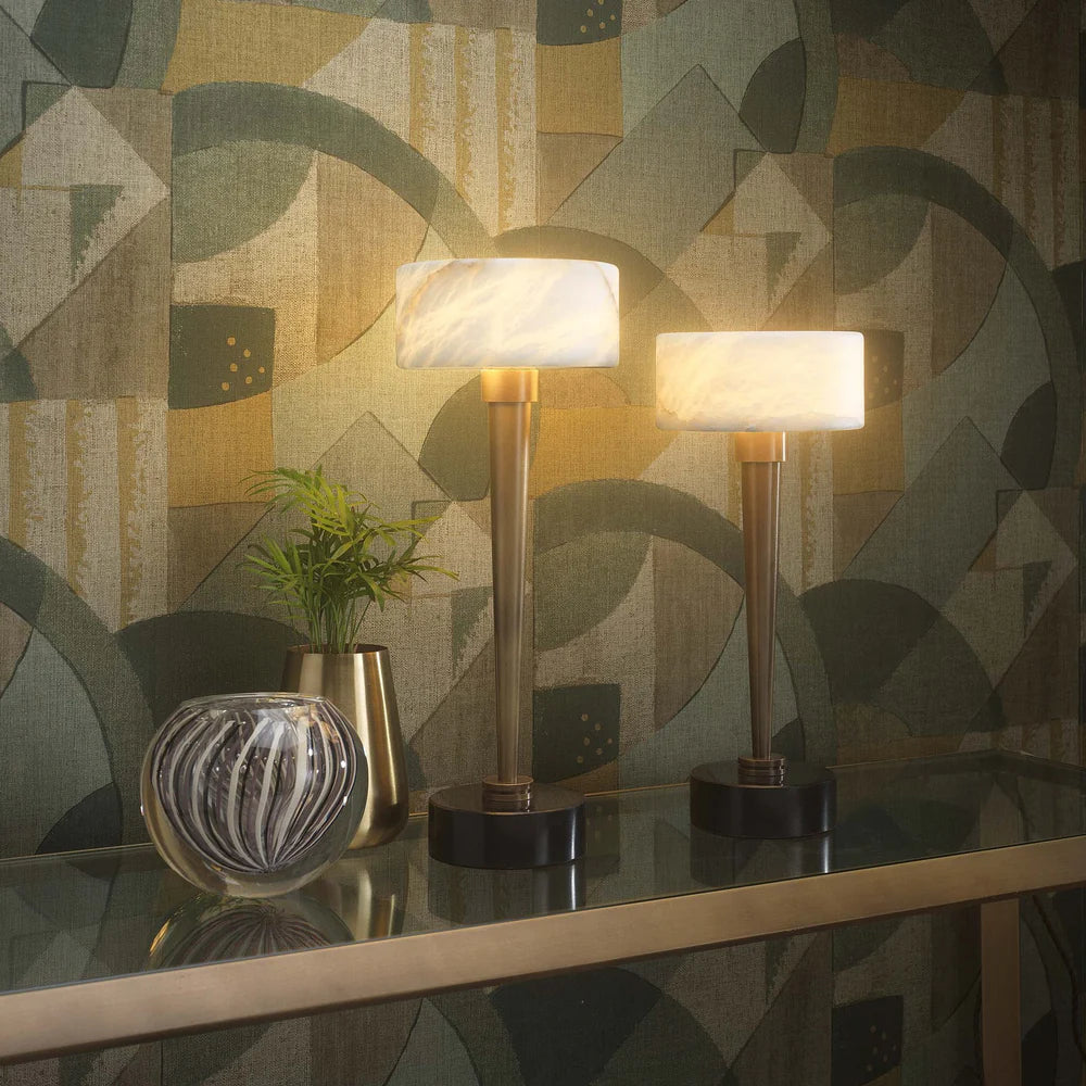 Northern Light - Colven Table Lamp Large - Old English Brass Light Finish - White Alabaster (Ø180 mm) Shade