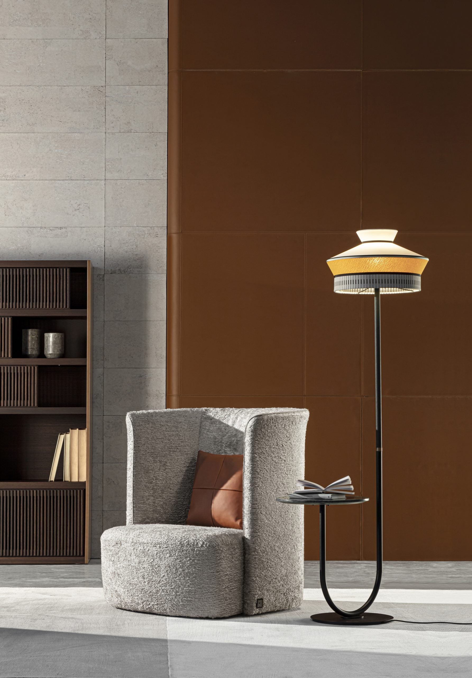 Contardi Lighting Calypso FL Floor Stand + Table Lamp - Martinique - Reseda Green Lacquered Finish - Yellow