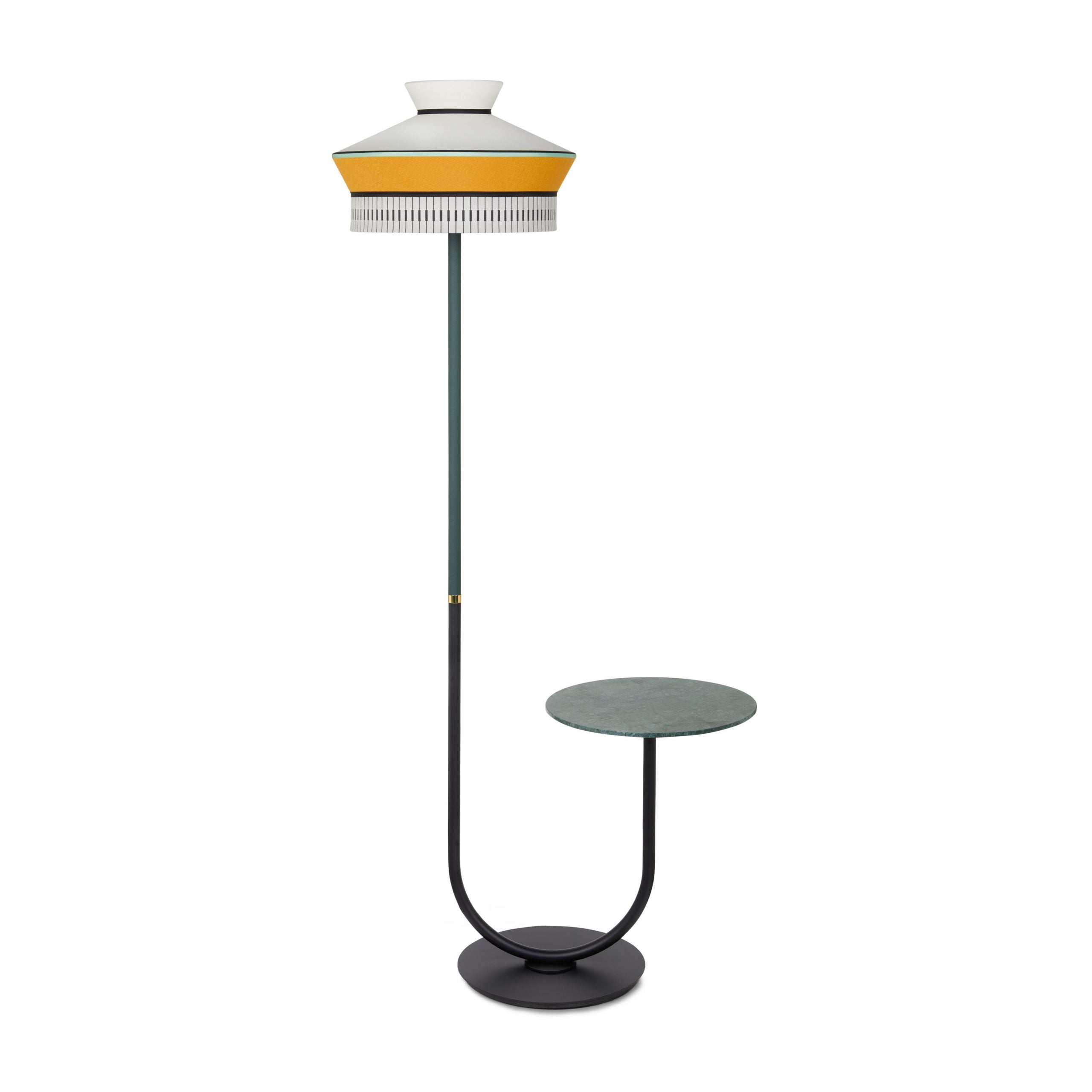 Contardi Lighting Calypso FL Floor Stand + Table Lamp - Martinique - Reseda Green Lacquered Finish - Yellow