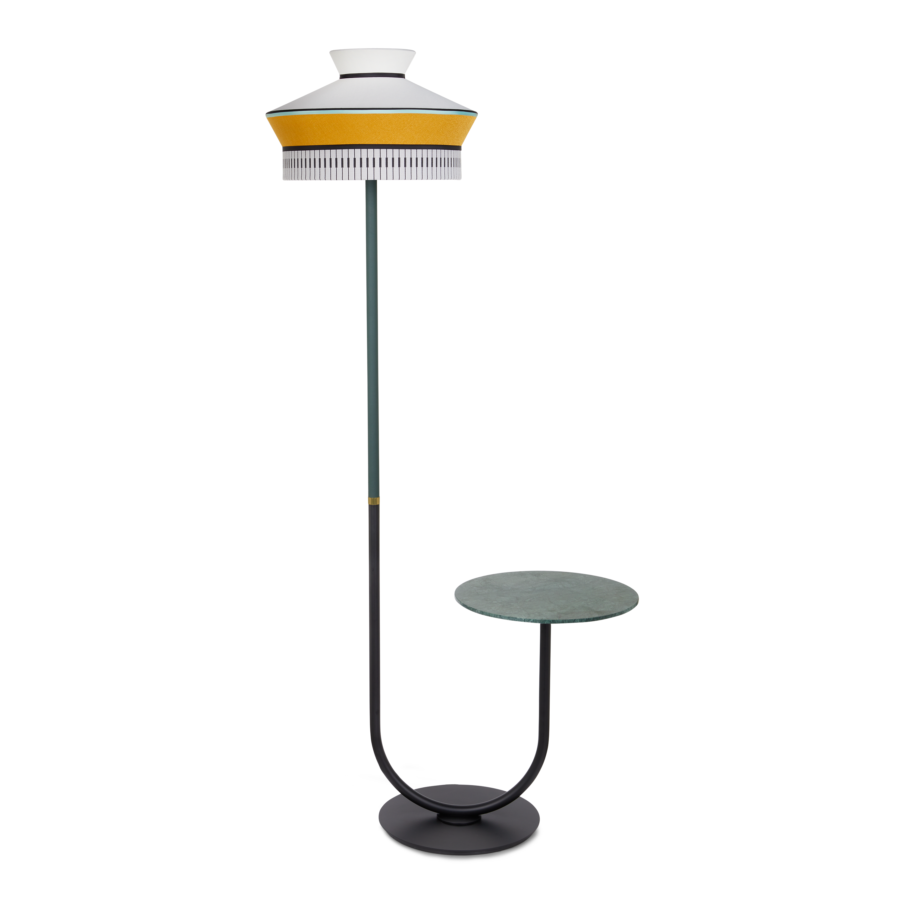 Contardi Lighting Calypso FL Floor Stand + Table Lamp - Martinique - Reseda Green Lacquered Finish - Yellow