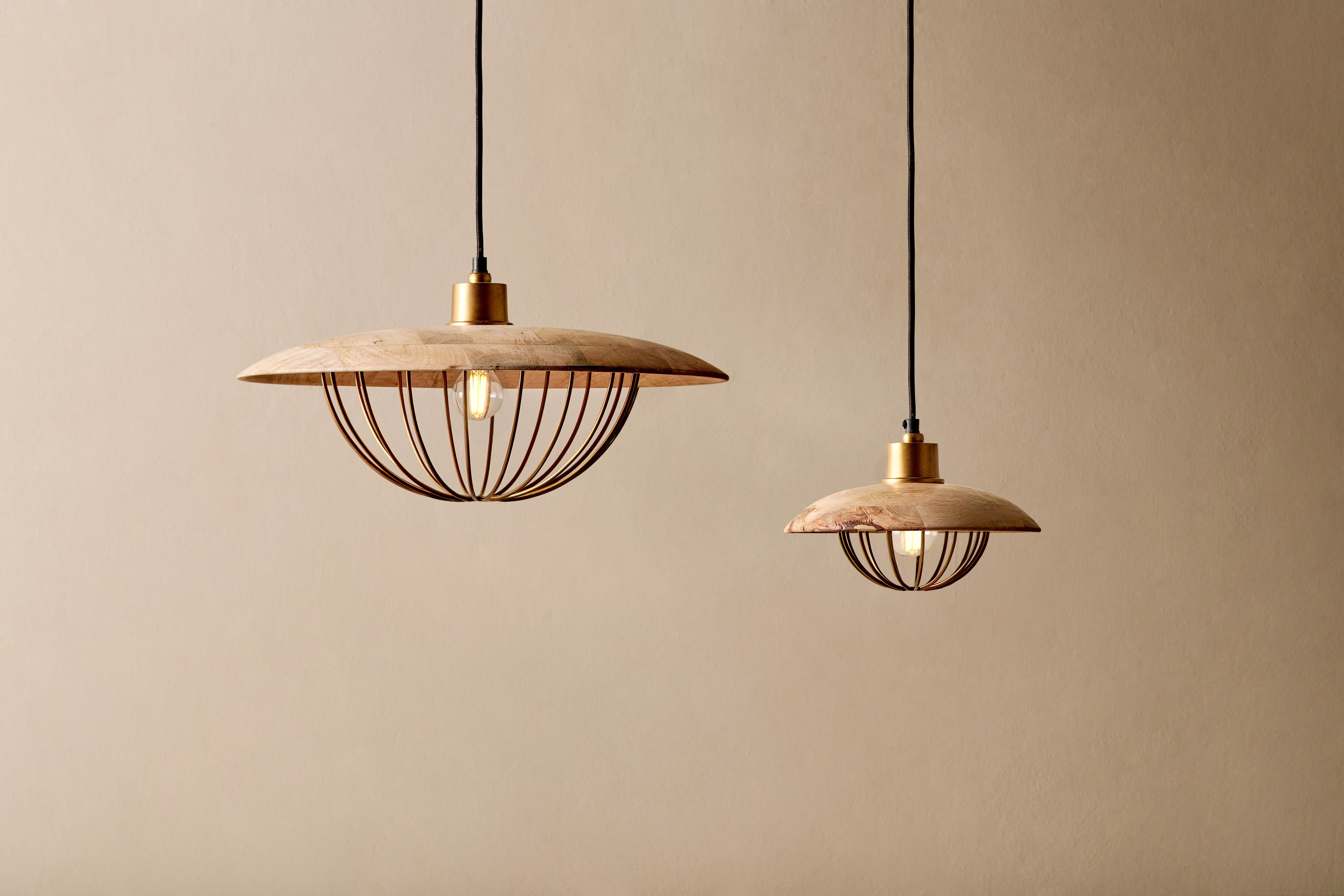 Nkuku Chakai Wood & Metal Pendant Light