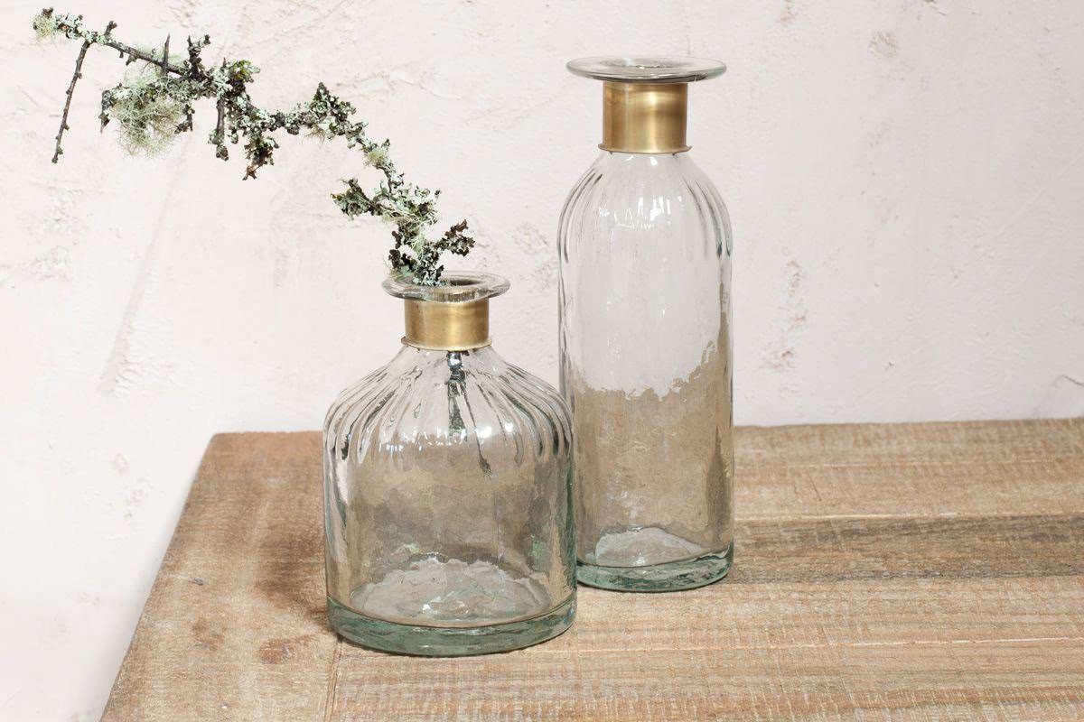 Nkuku - Chara Hammered Bottle - Lines - Small