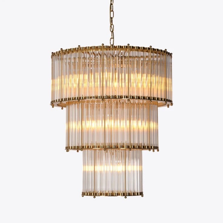 Pure White Lines Triple Monza Chandelier