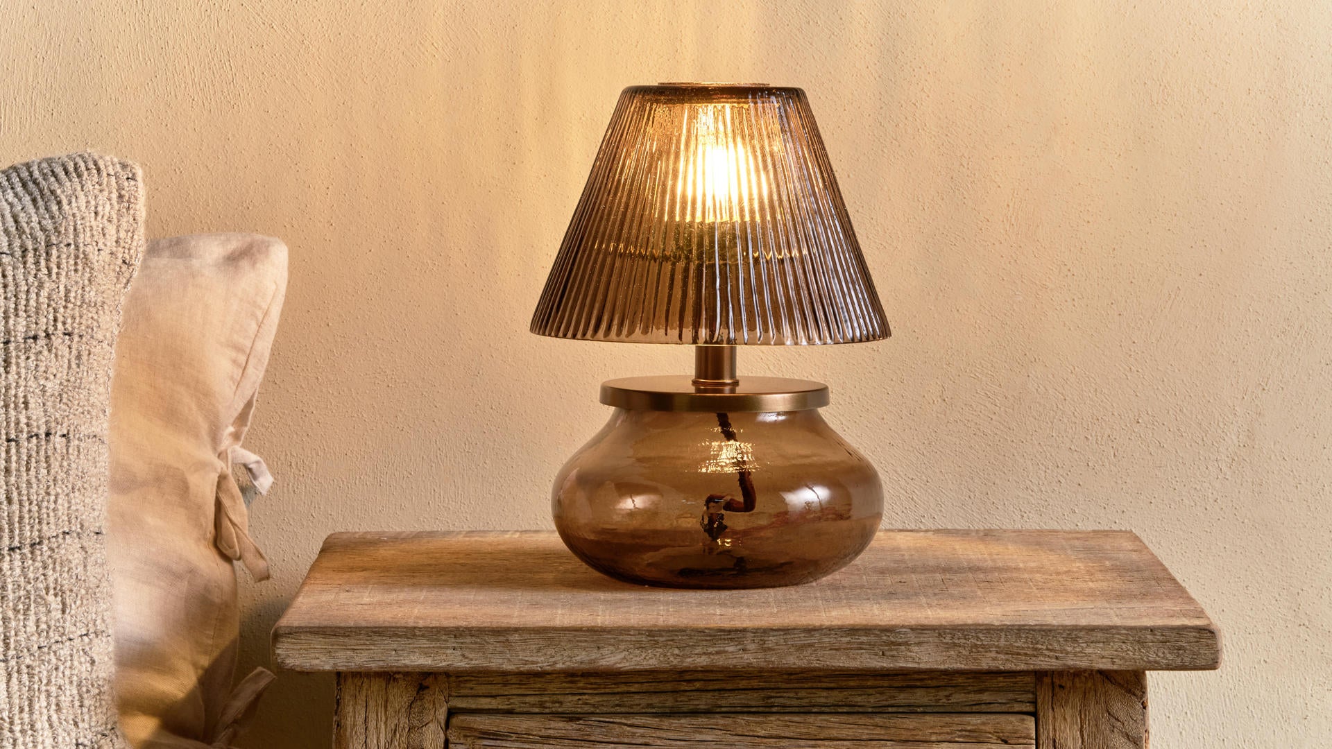 Nkuku Dimalai Recycled Glass Table Light - Brown Smoke