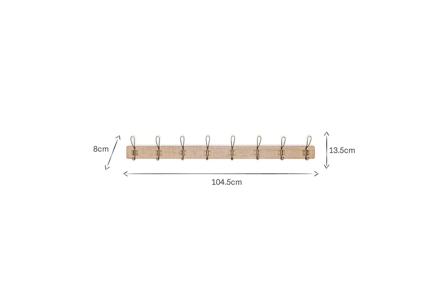 Nkuku - Ankita Mango Wood & Iron Hooks - Natural & Antique Brass - Large