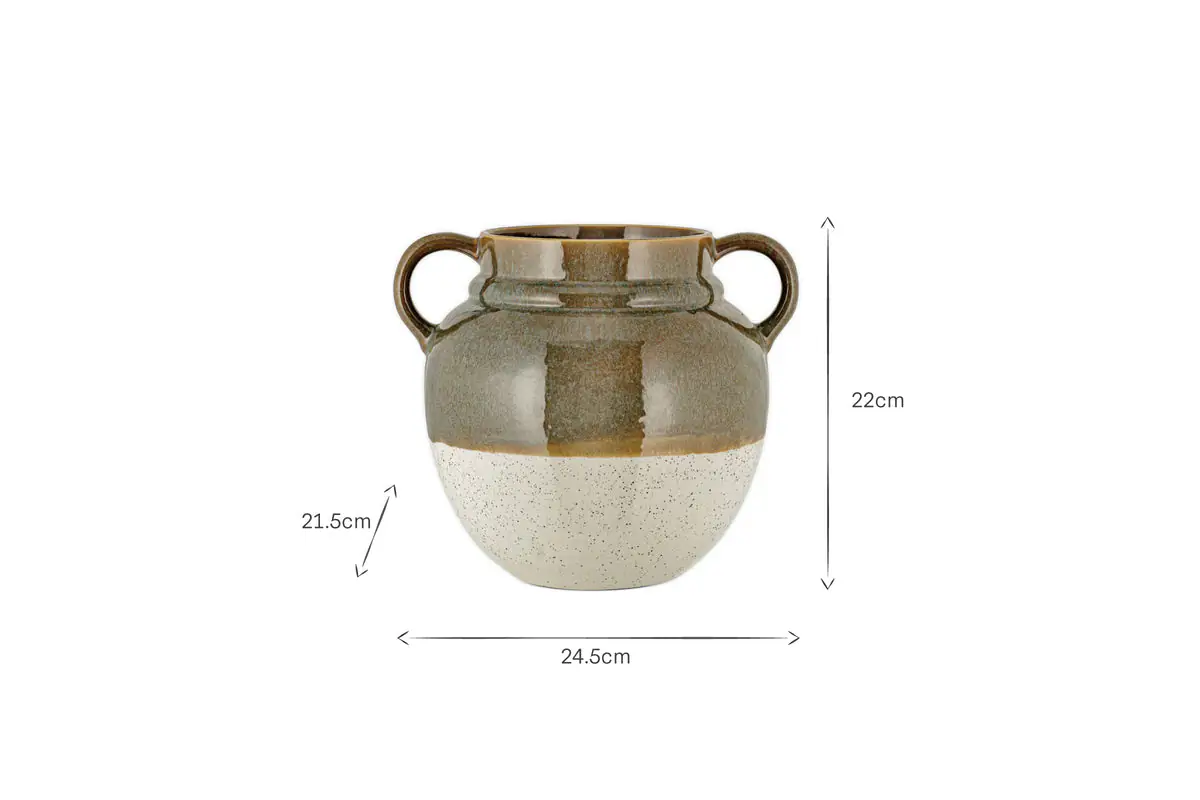 Nkuku - Inha Reactive Glaze Vase - Dark Olive & Natural