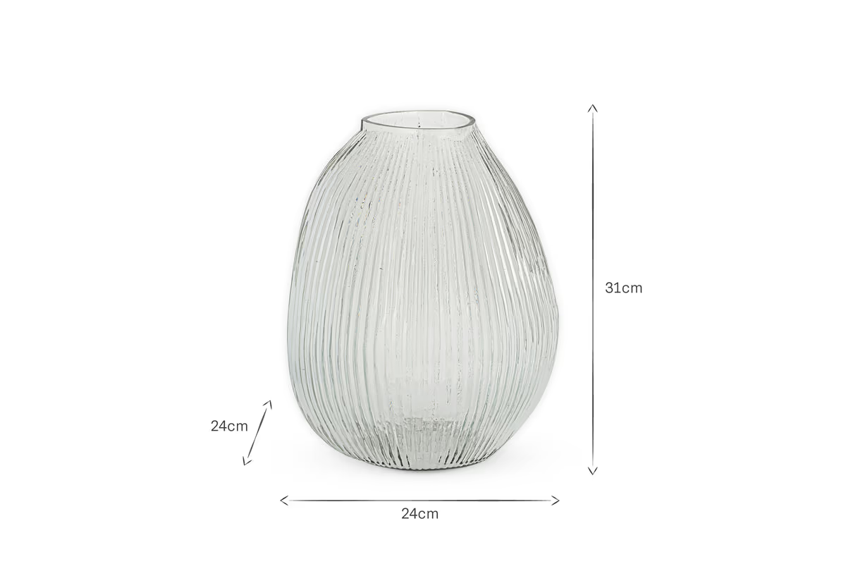 Nkuku - Linsy Ribbed Glass Vase - Clear - Small