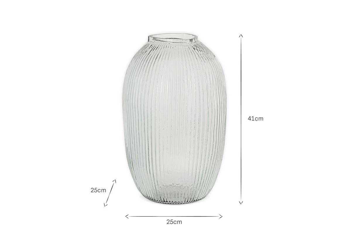 Nkuku - Linsy Ribbed Glass Vase - Clear - Large