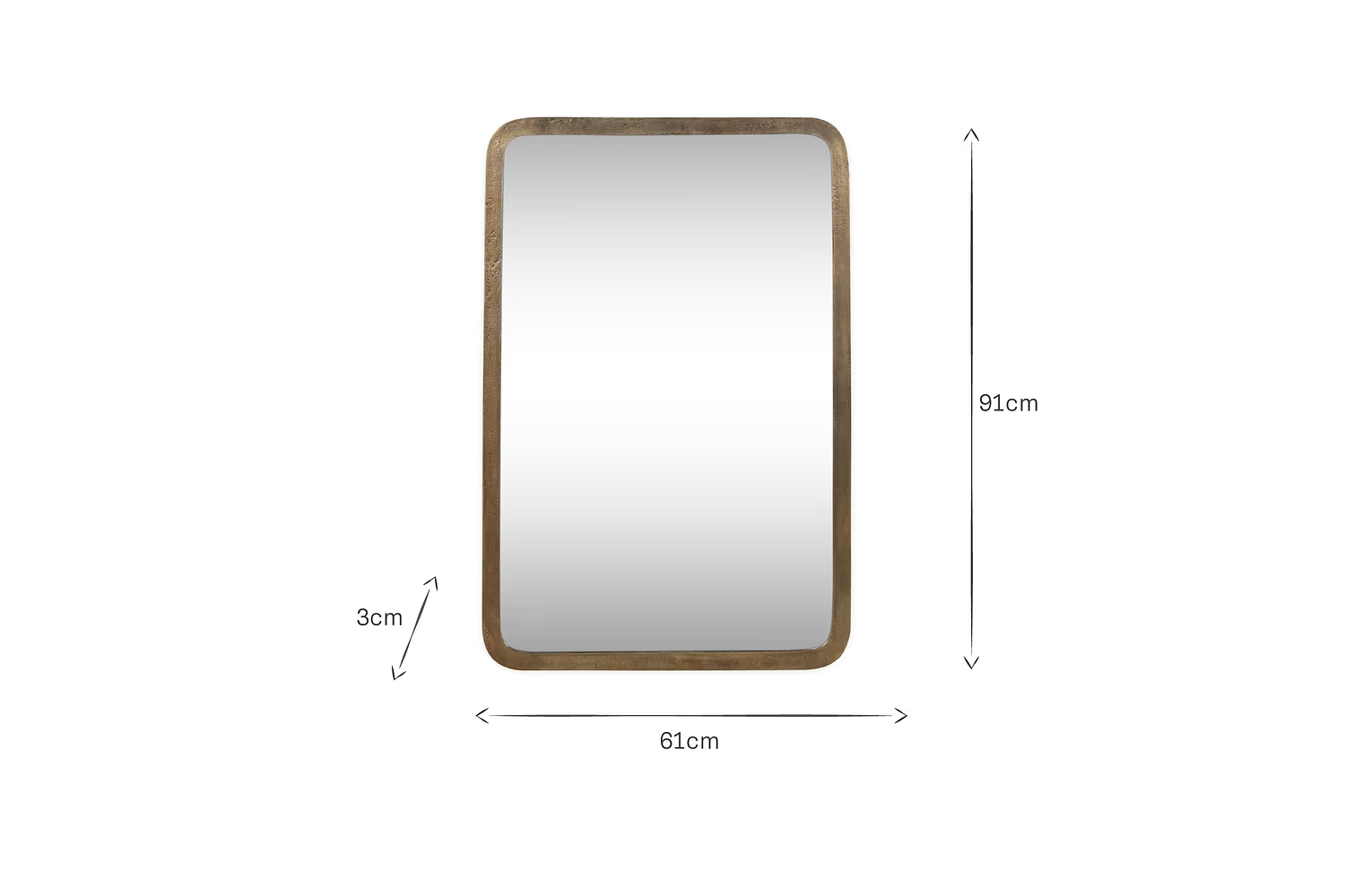 Nkuku - Ungura Rounded Mirror - Antique Brass - Large