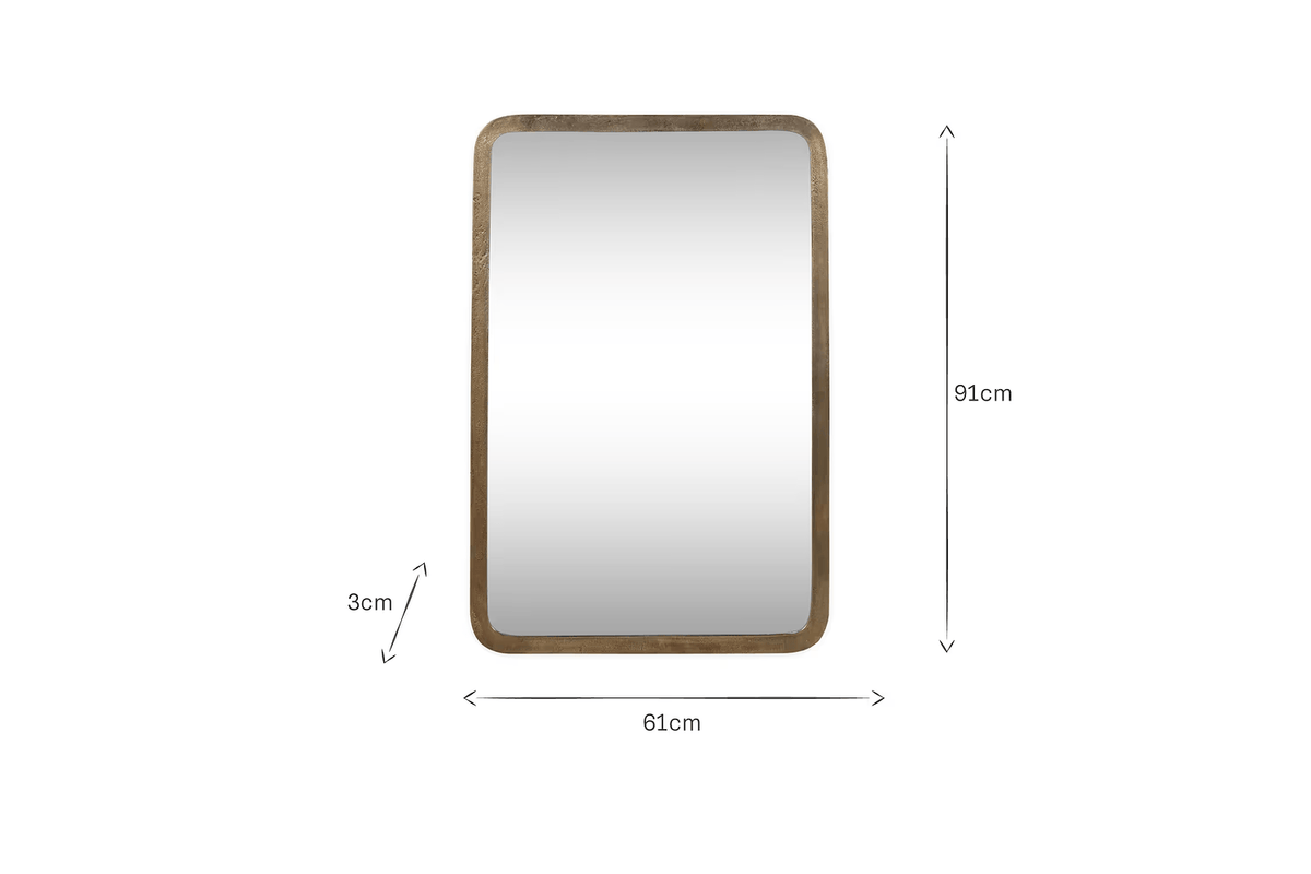 Nkuku - Ungura Rounded Mirror - Antique Brass - Large