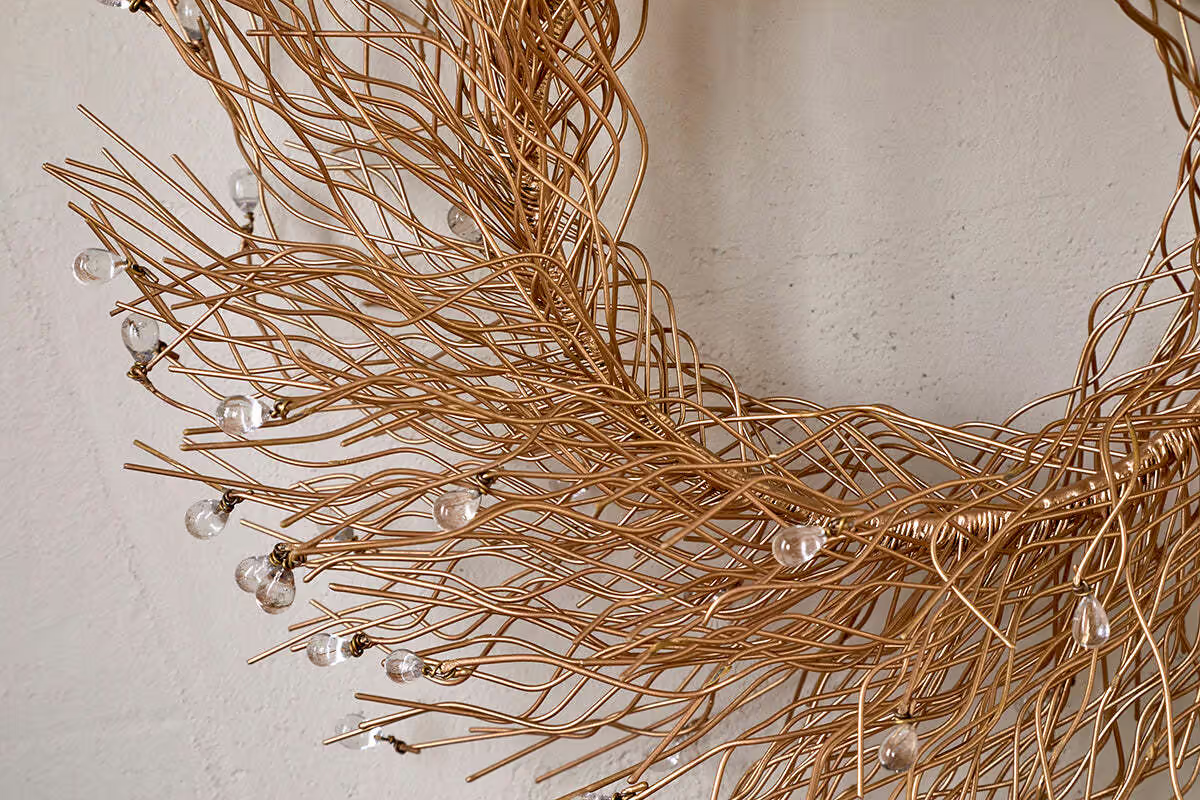Nkuku - Danvi Glass Drop Wreath - Brass & Clear