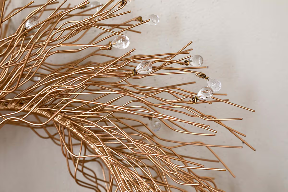 Nkuku - Danvi Glass Drop Wreath - Brass & Clear