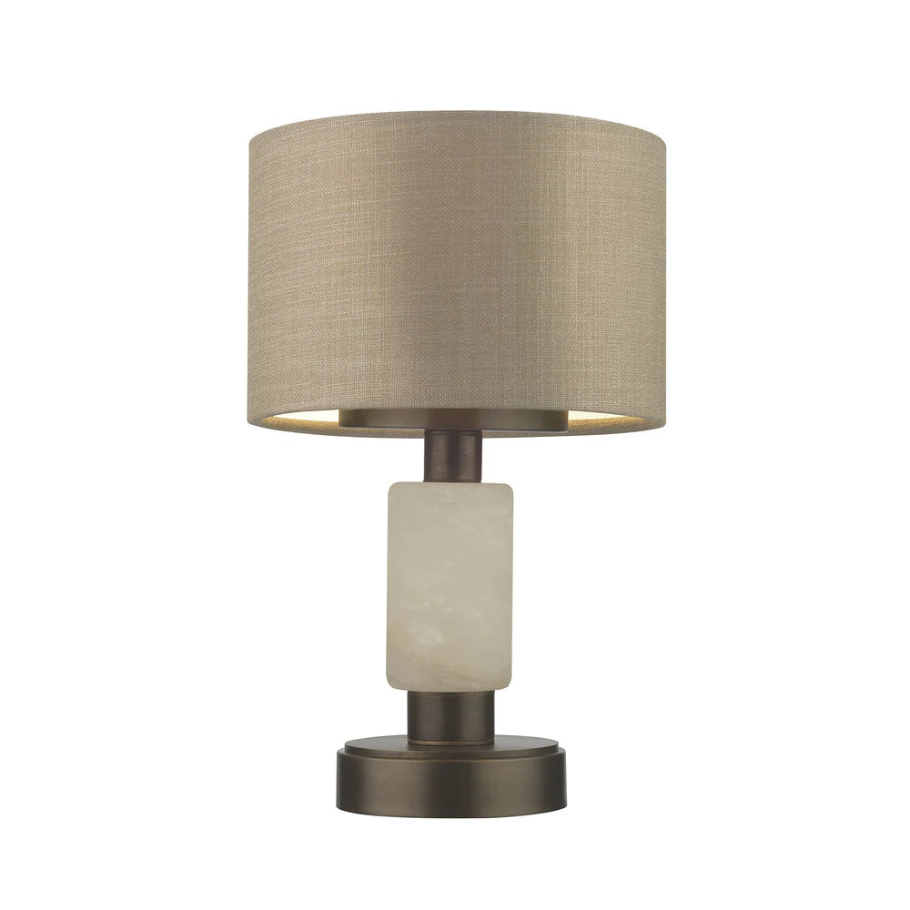 Northern Light - Dysart Rechargeable Table Lamp - Old English Brass Dark Finish - 6" Drum Flint Shade