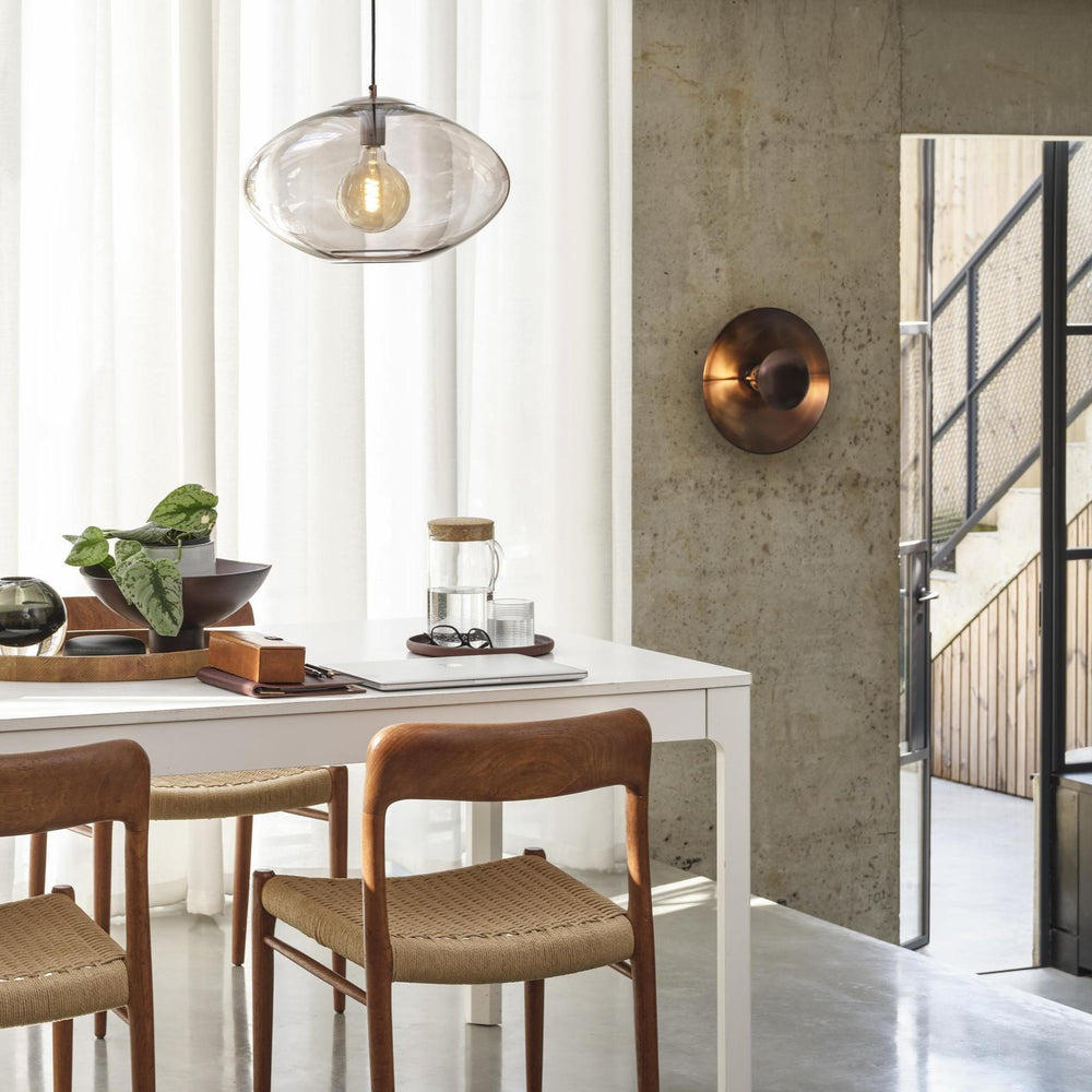 Industville - Boston Round Metal Diffuser Wall Light - 13 Inch - Bronze