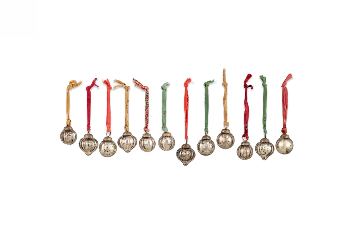 Nkuku - Dew Drop Baubles - Antique Gold - (Set of 12)