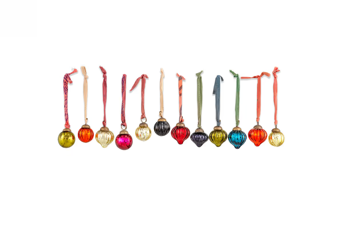 Nkuku - Dew Drop Baubles - Mixed Antique - (Set of 12)
