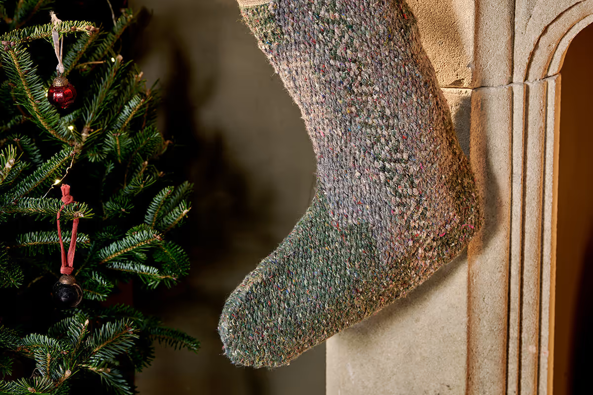 Nkuku - Dhanda Recycled Wool Stocking - Moss & Natural