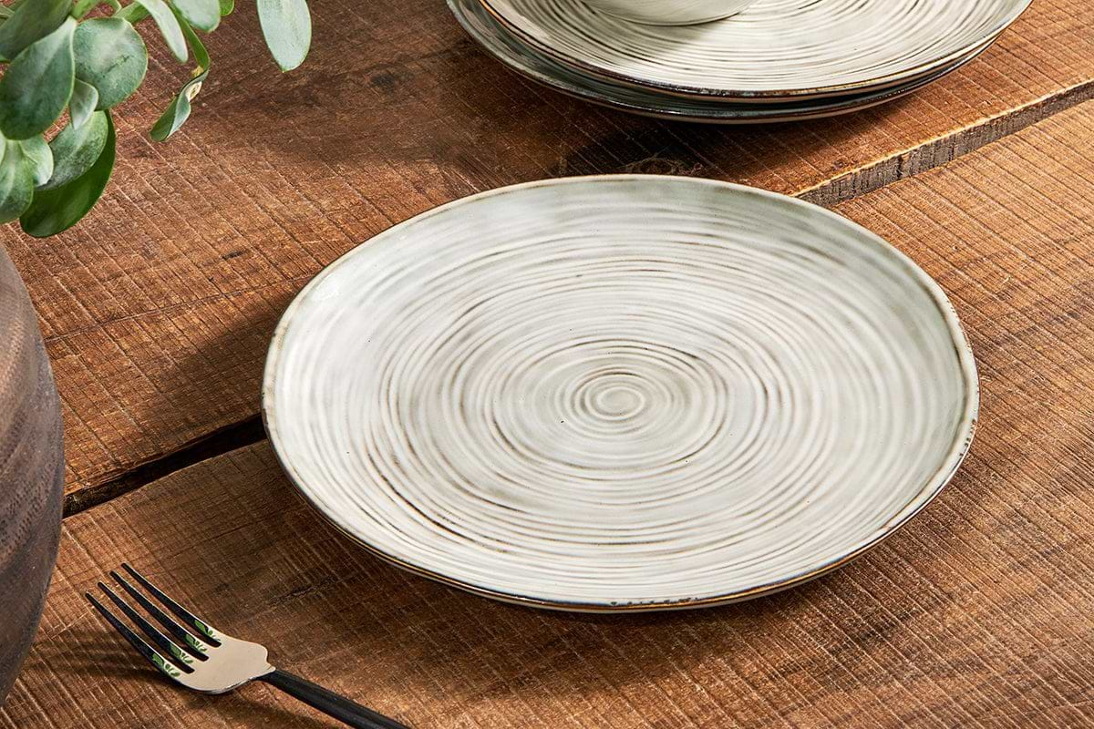 Nkuku - Dhanuk Ceramic Dinner Plate - Cream