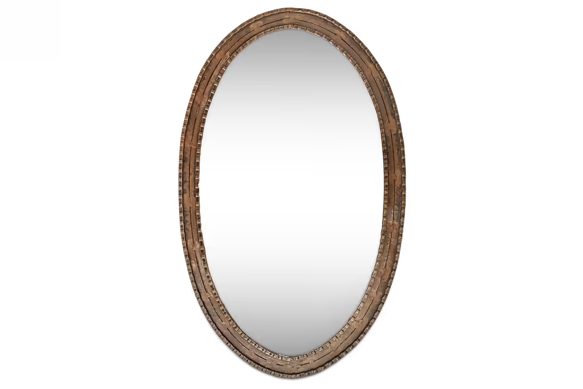 Nkuku - Drishti Oval Iron Mirror - Antique Black - Small