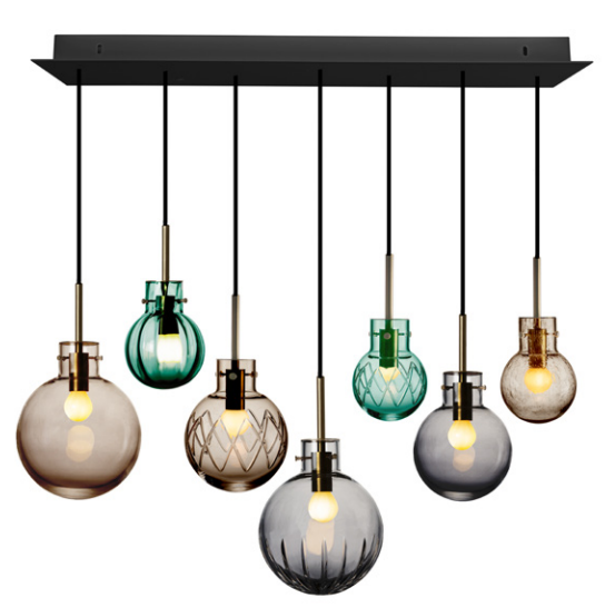 Hadeland Glassverk Dusk Large 7 piece Crystal Sphere cluster pendant light