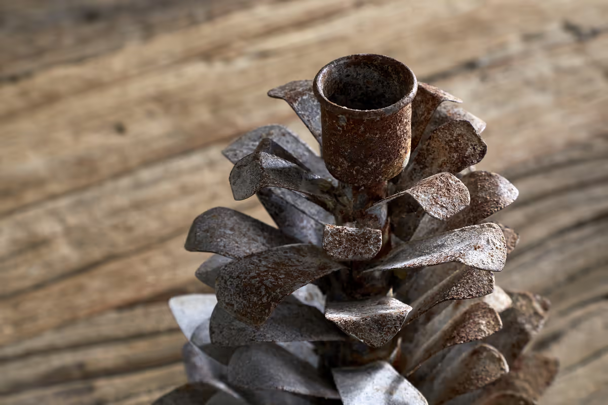 Nkuku - Elagalu Pine Cone Candle Holder - Zinc