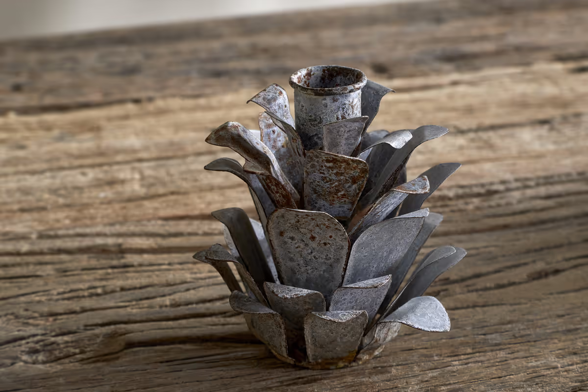Nkuku - Elagalu Pine Cone Candle Holders - Zinc (Set of 2)