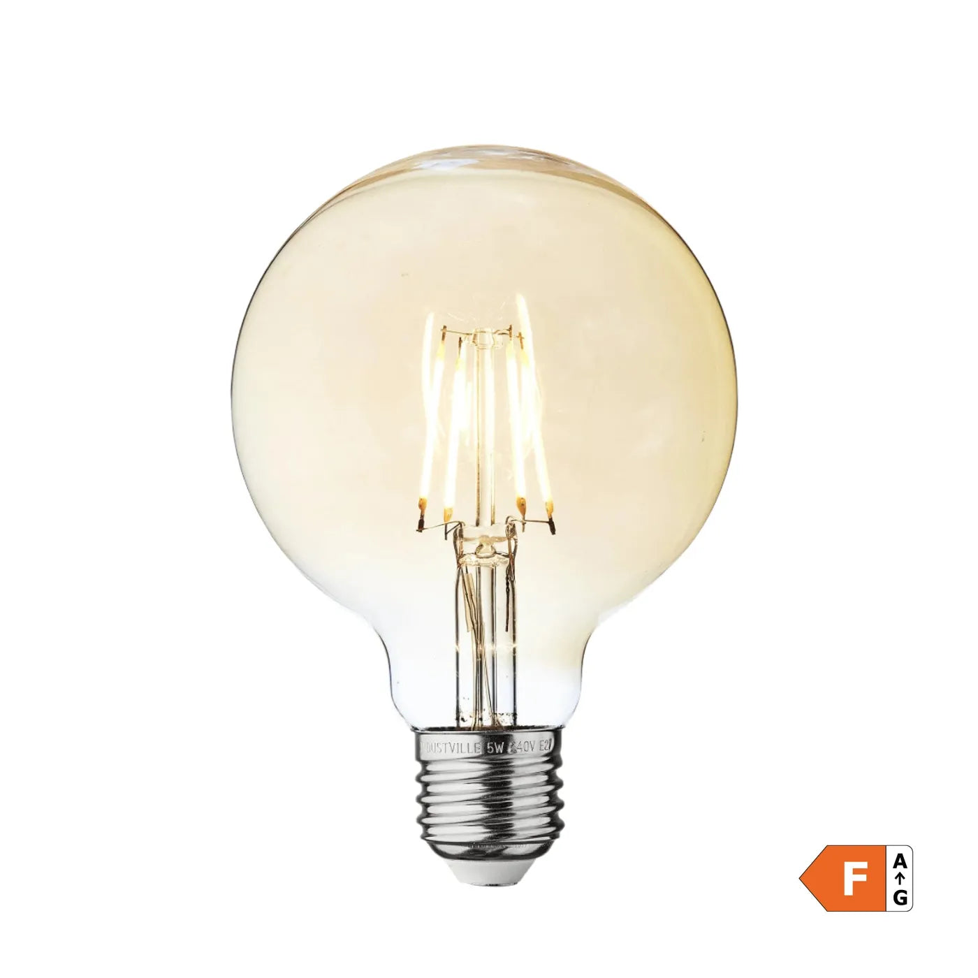 Industville Vintage Edison Small Globe Old Filament Dimmable LED Bulb - E27 5W G95 - Amber