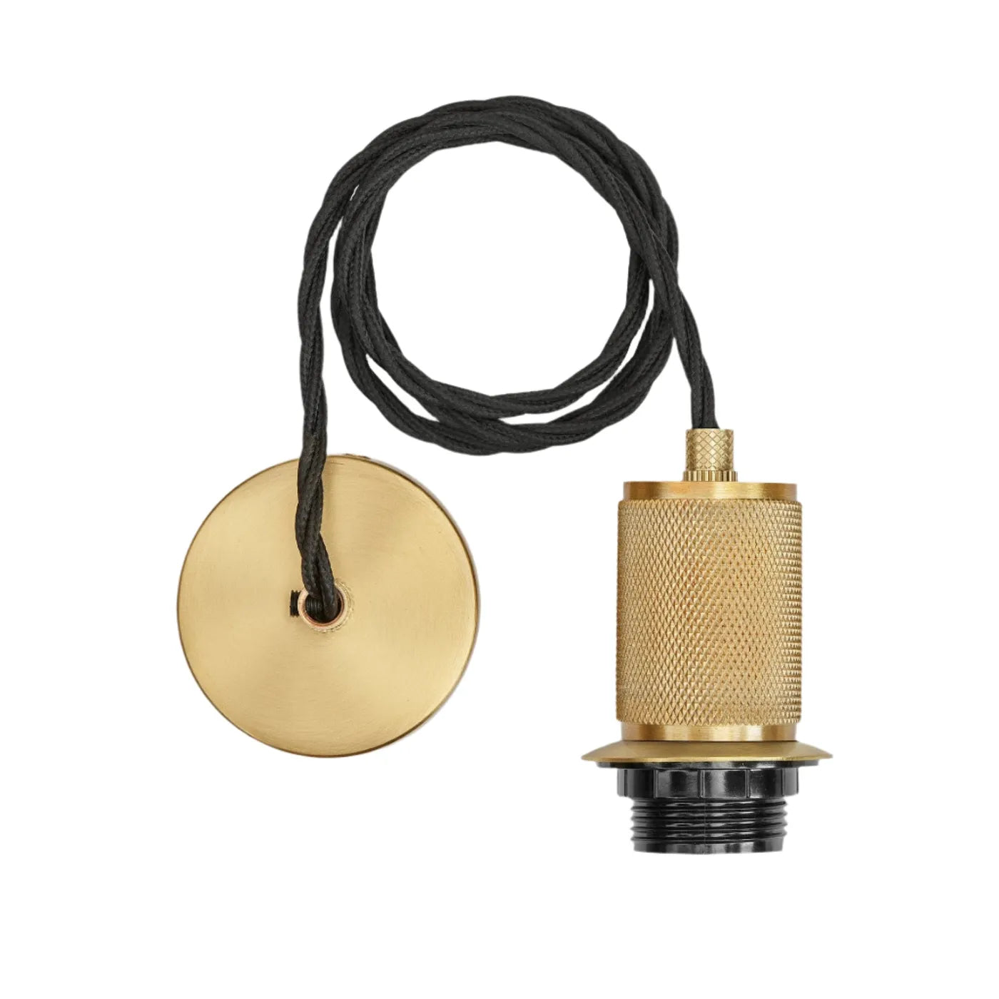 Industville Knurled Glass Schoolhouse Pendant - 10 Inch - Clear Glass - Brass Pendant Holder