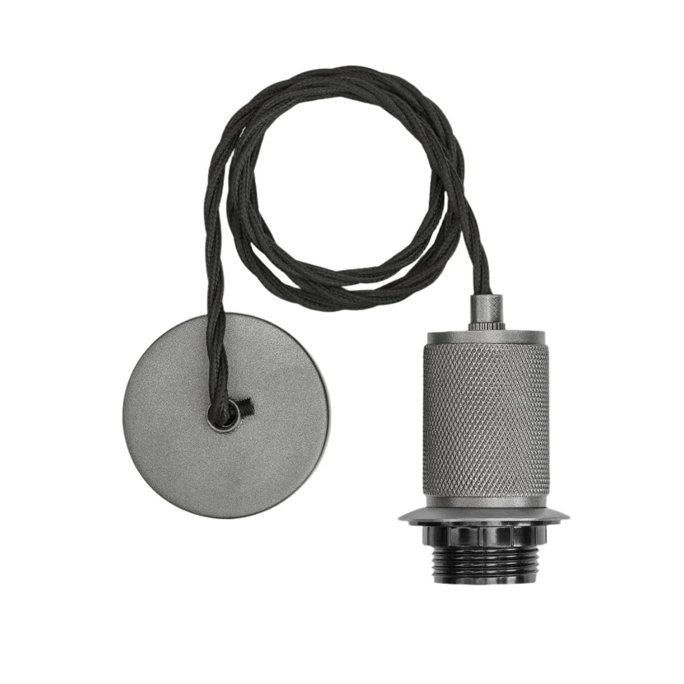 Industville Knurled Glass Schoolhouse Pendant - 10 Inch - Mocha Glass - Pewter Pendant Holder