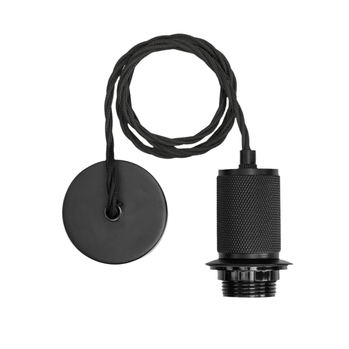 Industville Knurled Glass Schoolhouse Pendant - 5.5 Inch - Clear Glass - Black Pendant Holder