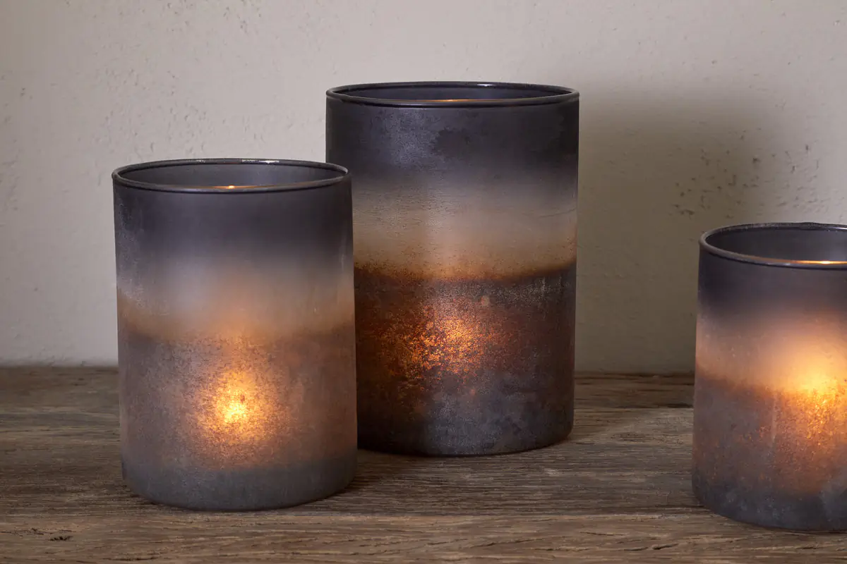 Nkuku - Etti Tealight Holders - Navy & Smoke - Large