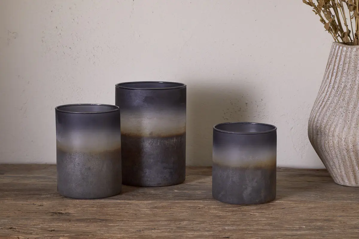 Nkuku - Etti Tealight Holders - Navy & Smoke - Large