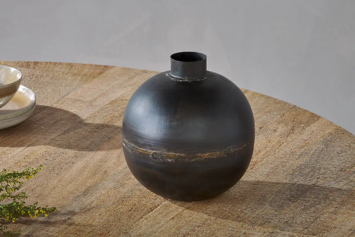 Nkuku - Endo Recycled Iron Vase - Black