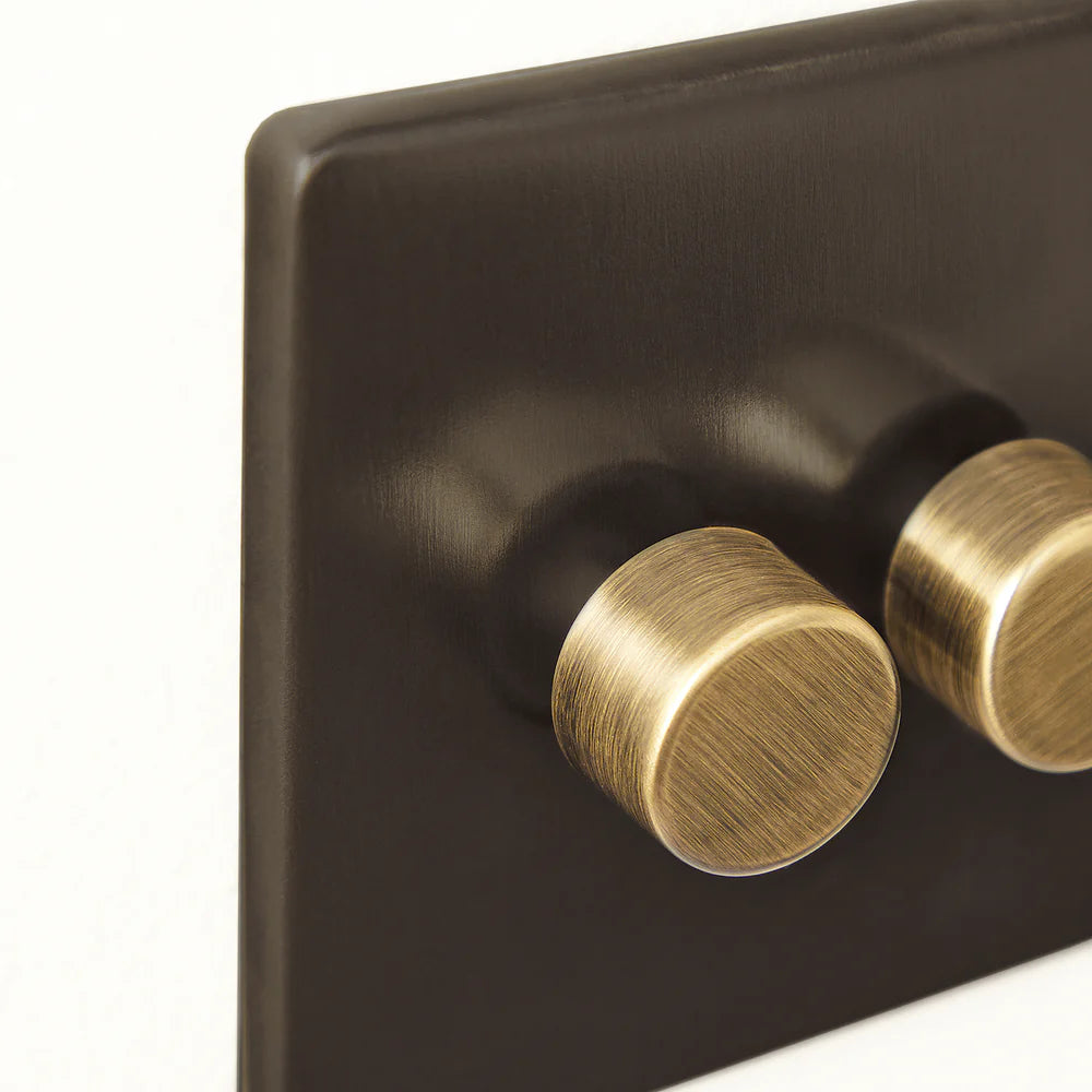 Pooky Two Gang 2 Way Florence Dimmer Switch in Bronze
