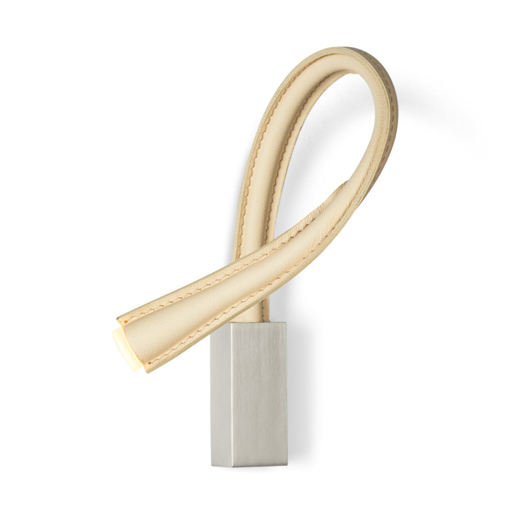Contardi Lighting Flexiled wall Lamp - l.600 - Satin Nickel - Ivory Leather - Without Switch