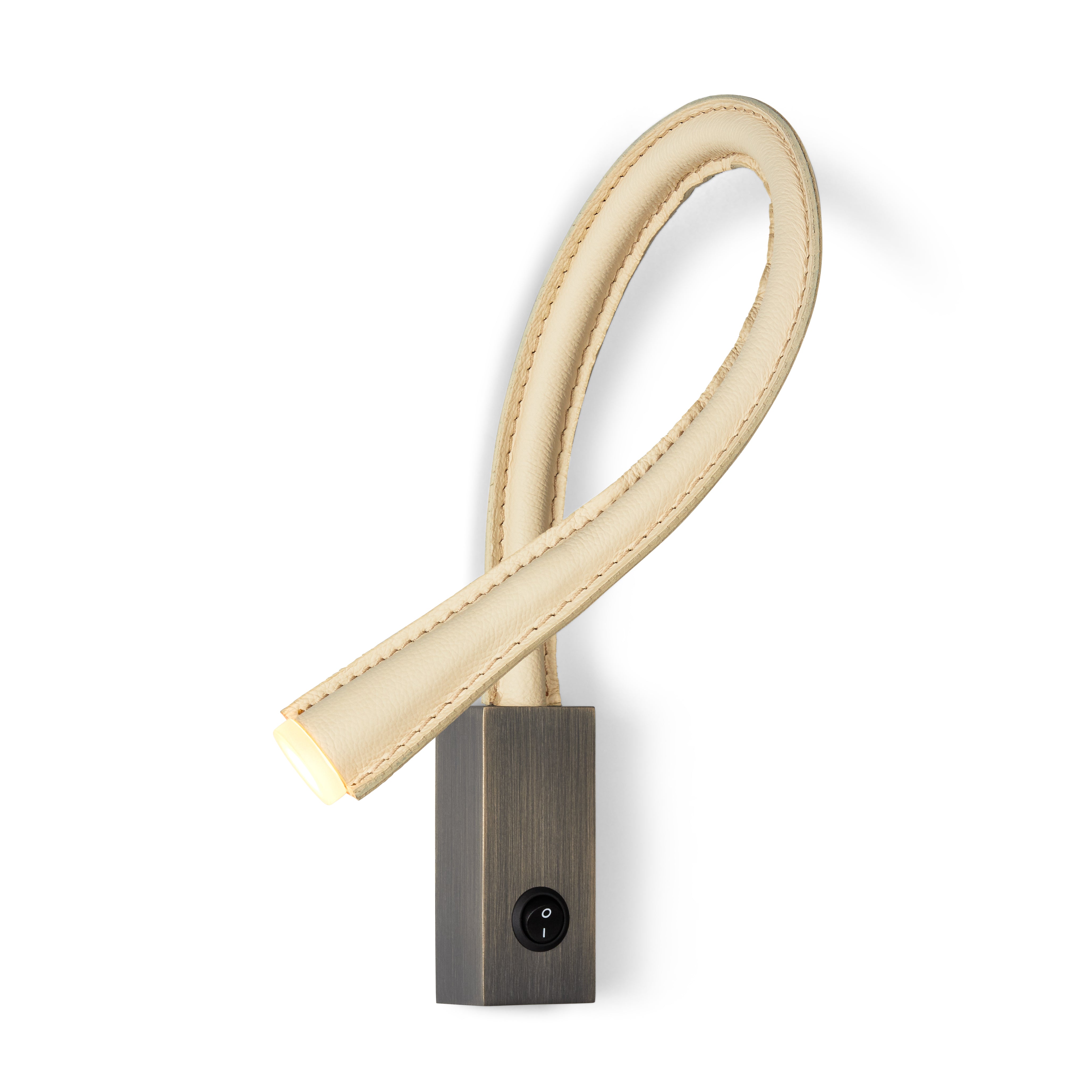 Contardi Lighting Flexiled wall Lamp - l.600 - Satin Bronze - Ivory Leather - With Switch