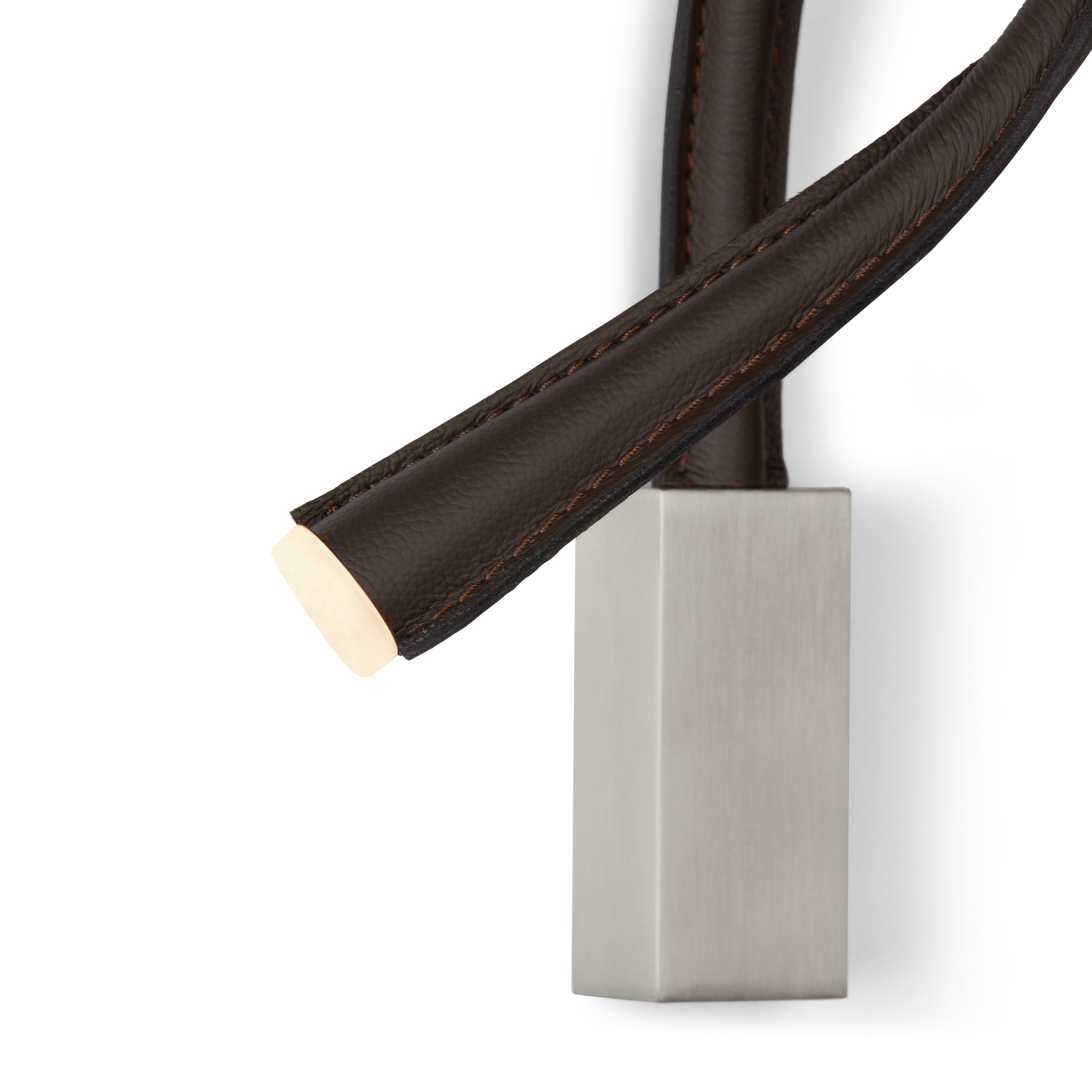 Contardi Lighting Flexiled wall Lamp - l.600 - Satin Nickel - Black Leather - Without Switch