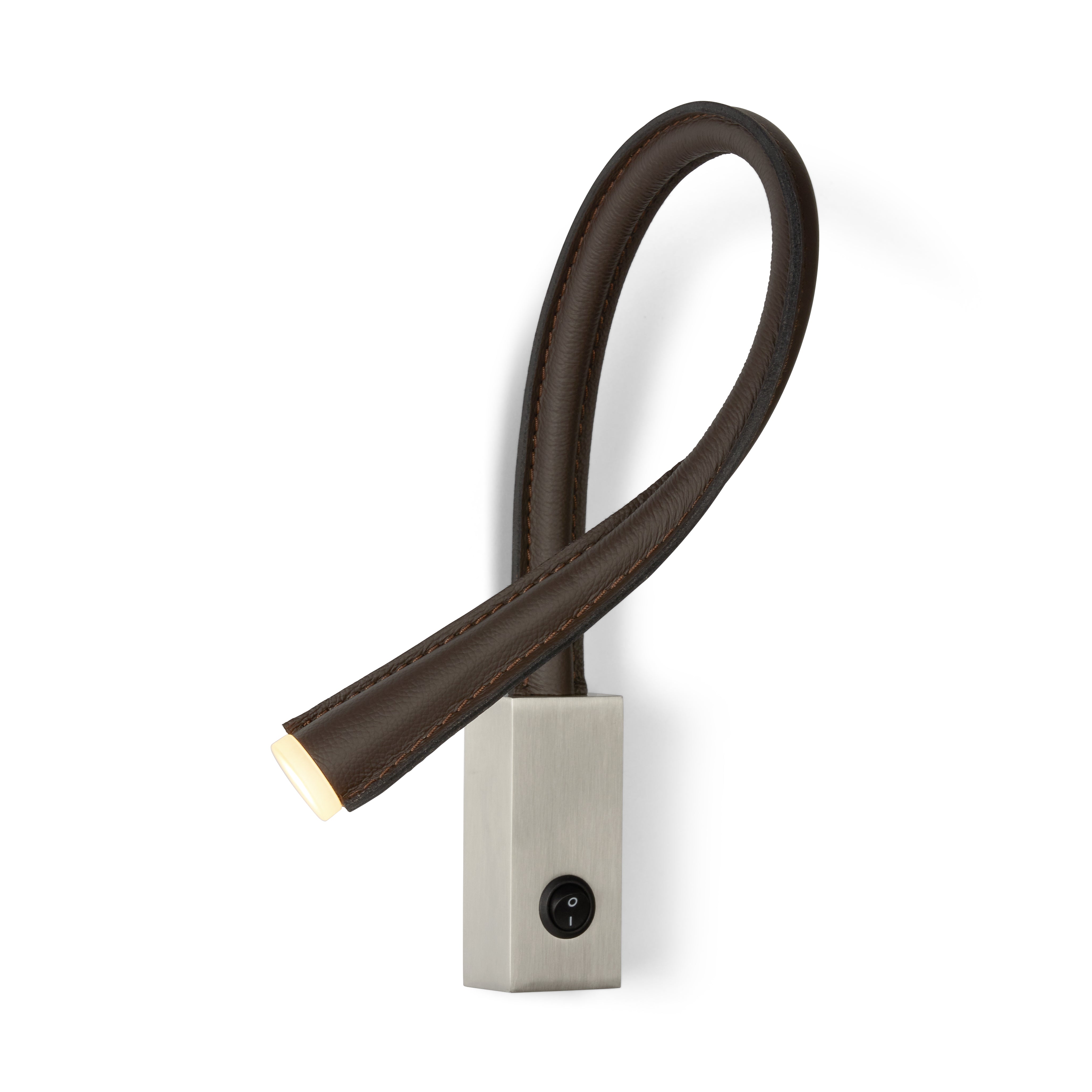 Contardi Lighting Flexiled wall Lamp - l.600 - Satin Nickel - Black Leather - With Switch