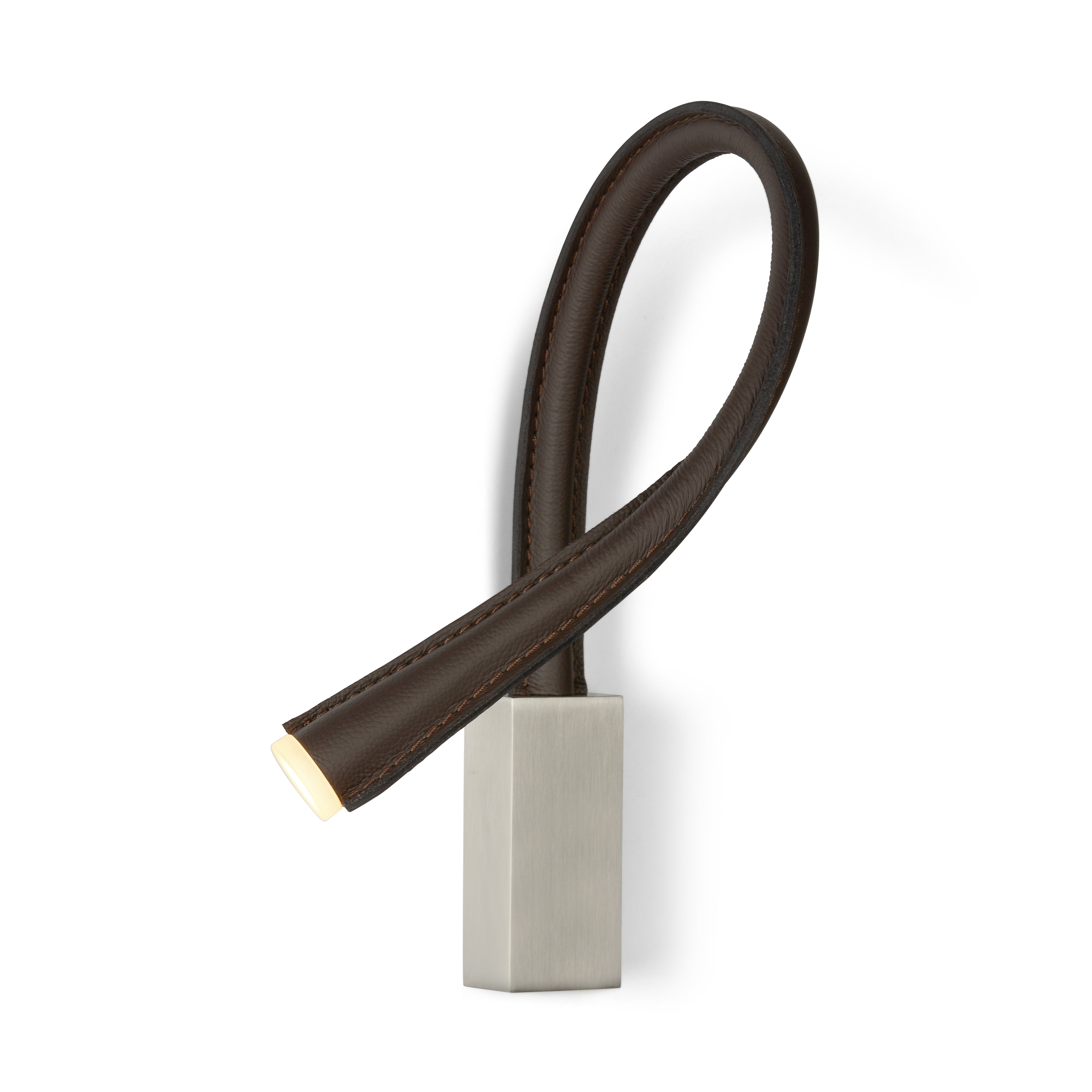 Contardi Lighting Flexiled wall Lamp - l.600 - Satin Nickel - Black Leather - Without Switch