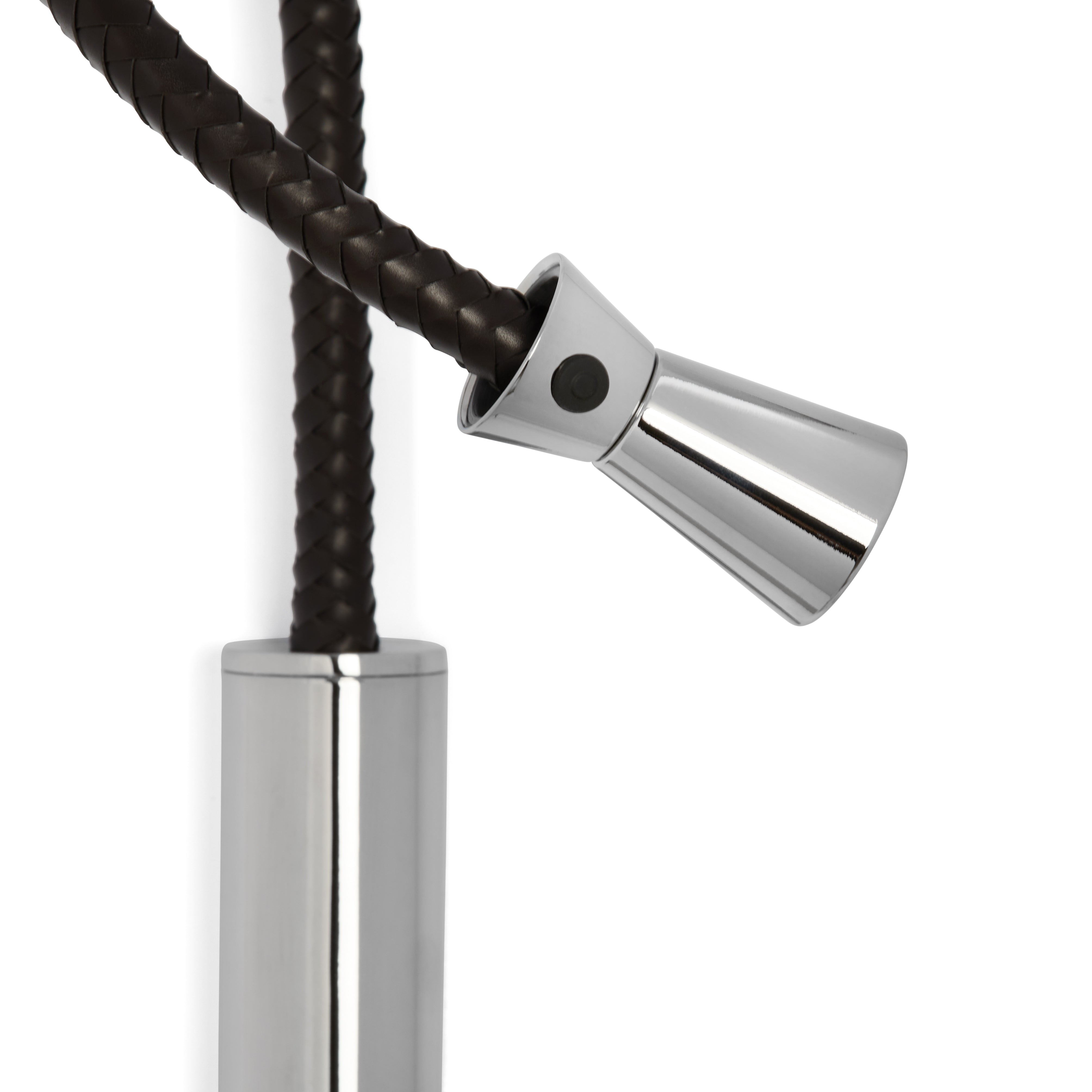 Contardi Lighting Fly Gin & Tonic Wall Lamp - Polished Nickel - Dark brown braided leather