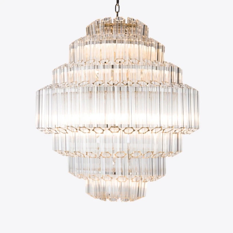 Pure White Lines Clear Grande Palermo Chandelier
