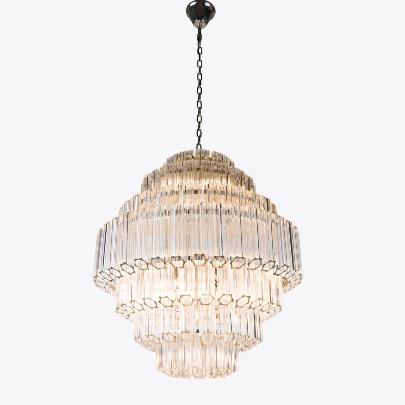 Pure White Lines Clear Grande Palermo Chandelier