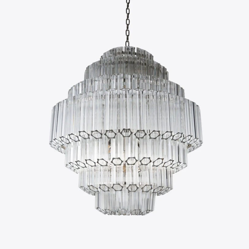Pure White Lines Clear Grande Palermo Chandelier