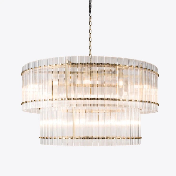 Pure White Lines Grande Double San Francisco Chandelier
