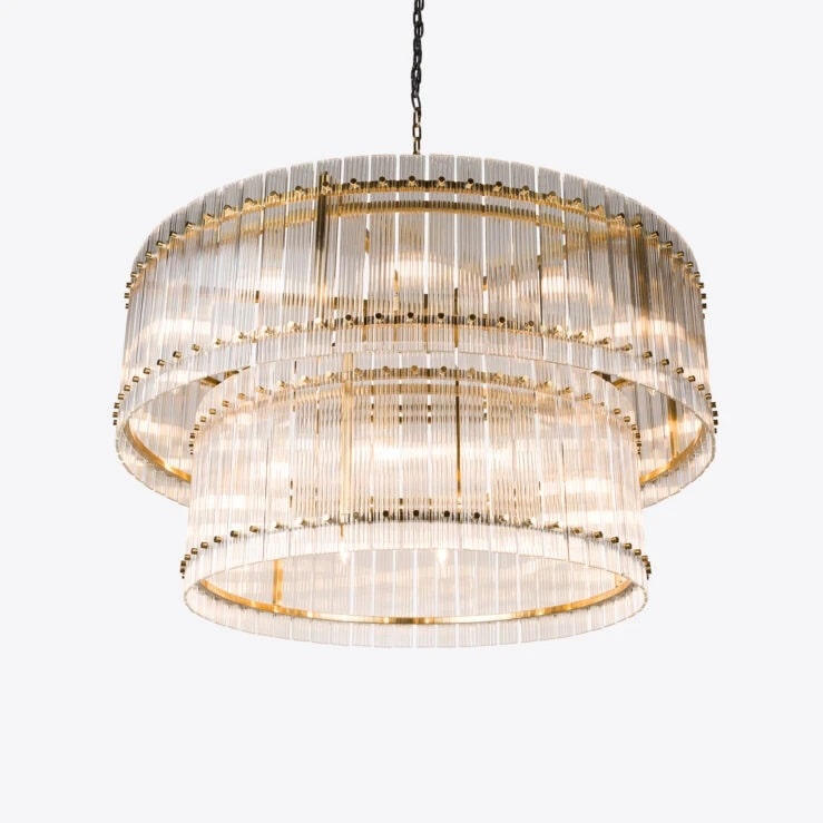Pure White Lines Grande Double San Francisco Chandelier